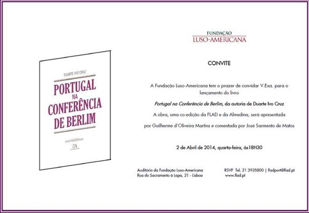 Lançamento do Livro Portugal na Conferência de Berlim